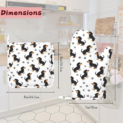 Cute Dachshund Dog Heat-Resistant Silicone Oven Mitts and Pot Holders 4 Piece - Image 2