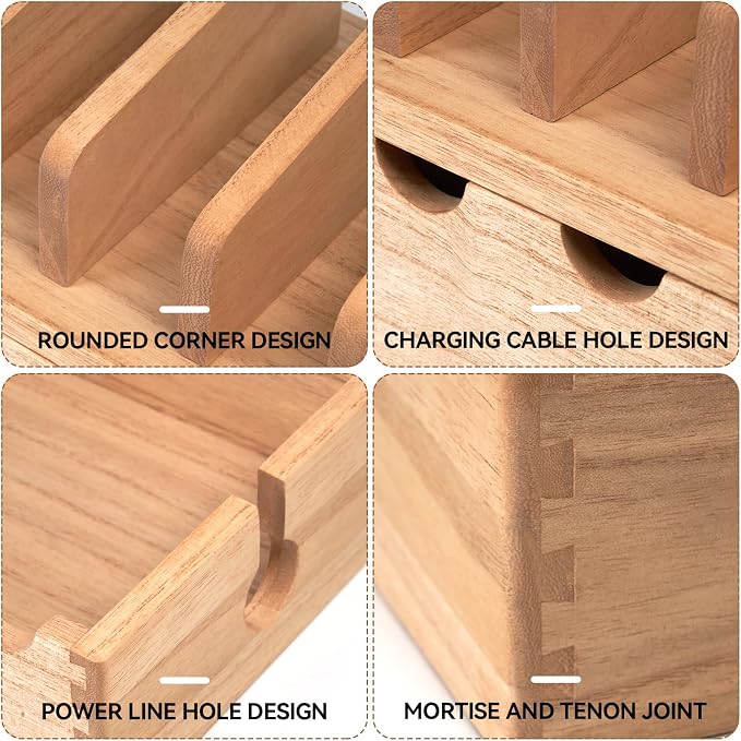 KIRIGEN Wood Charging Station Rack Organizer - Image 4