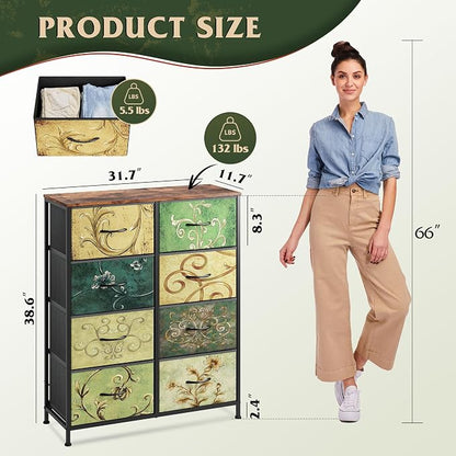WLIVE Tall Fabric Dresser with 8 Drawers, Storage Tower with Fabric Bins - Image 3