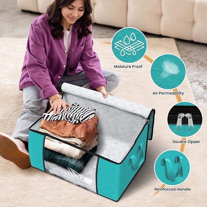 Fab totes Storage Bags, Clothes Blanket Storage Bins Foldable Closet Organizers - Image 4