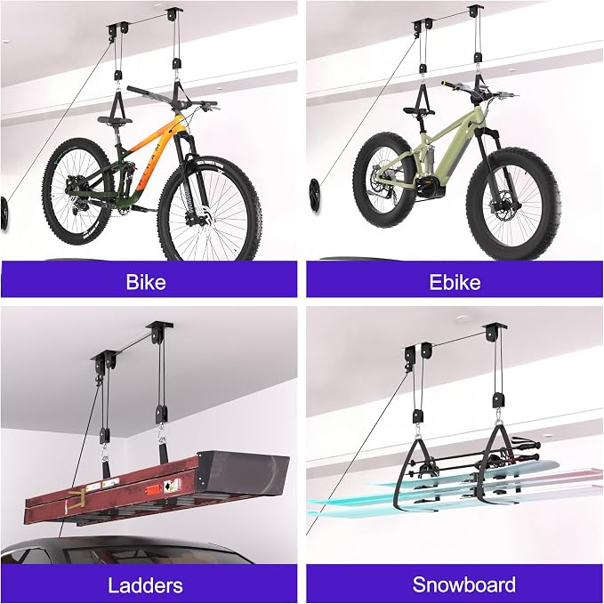 2 Pack Bike Hoist, Heavy Duty Ebike Lift Pulley System - Image 7