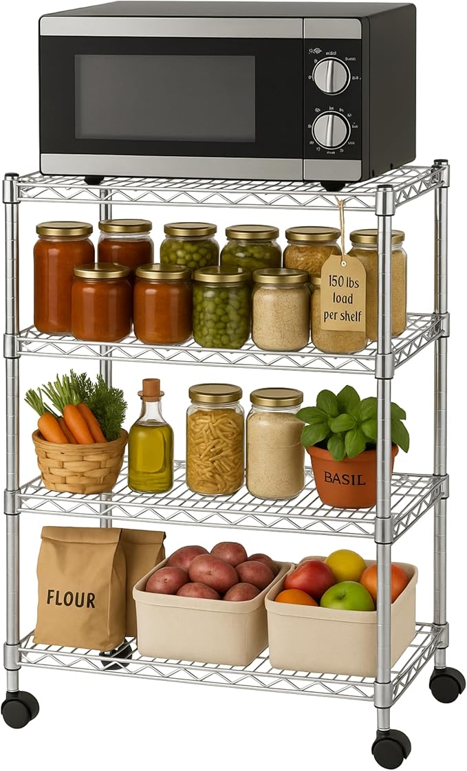 Heavy Duty 4 Tier Wire Shelving Unit Storage Rack, Metal Shelves Utility by DisplaysByJack
