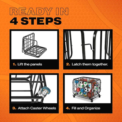 Houseables Ball Cart, Ball Storage, Basketball Cart, Basketball Storage Bin - Image 7