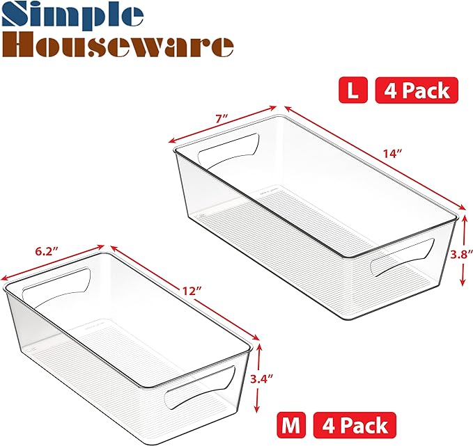 Simple Houseware Pantry Bins Storage Organizer, 8 Packs - Image 2