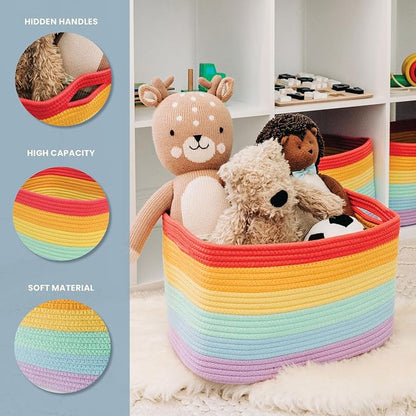 OrganiHaus Set of 3 Rainbow Woven Storage Baskets - Image 3