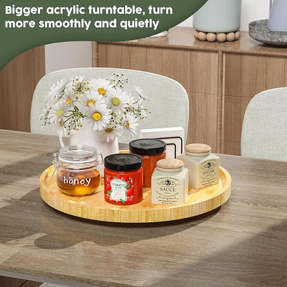 Lazy Susan Organizer, 13.2 Inch Non-Skid Bamboo Lazy Susan - Image 3