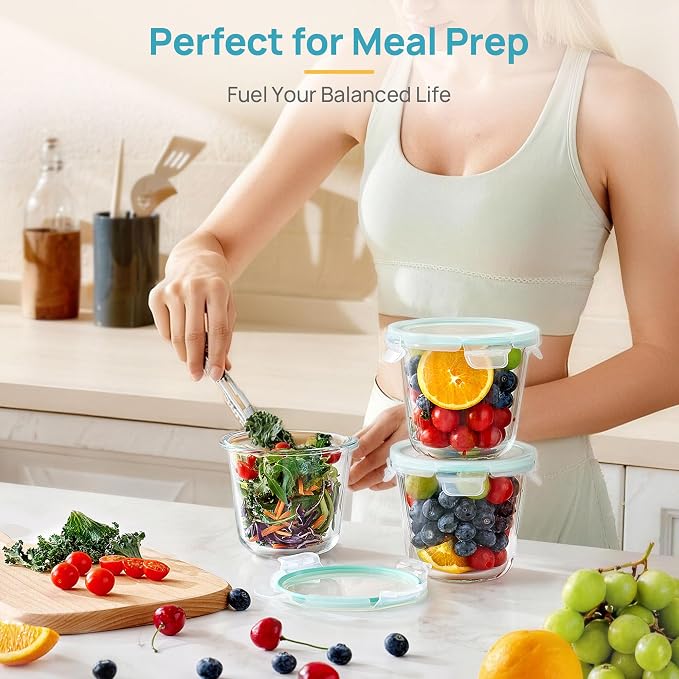 Vtopmart 5 Pack 3 Cup Glass Soup Container, Meal Prep Freezer Containers Set - Image 3