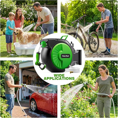 Retractable Garden Hose Reel 100FT x 1/2 in, Wall Mount Water Hose Reel - Image 8