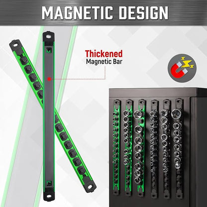ALOANES 6-Piece Magnetic Socket Organizer, Heavy Duty Aluminum Socket Rails - Image 4