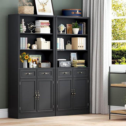 71.4" Tall Bookshelf with Drawers & Cabinet, 5-Tier Floor Standing Bookcase - Image 8