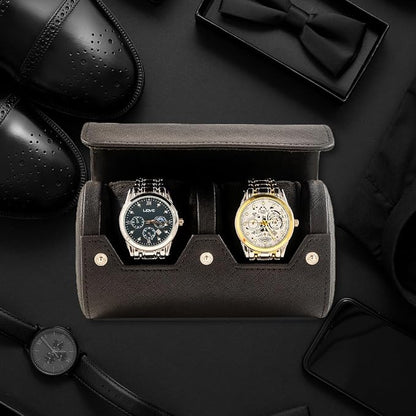 MR.OKAY 2 Watch Travel Case- Classic Leather Watch Case - Image 4