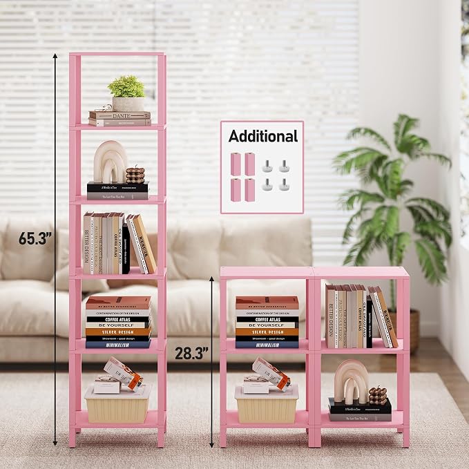 TUTOTAK Bookshelf, 6-Tier Tall Narrow Book Shelf - Image 3