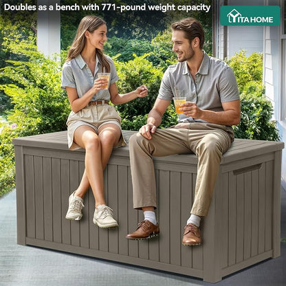 YITAHOME 220 Gallon Large Outdoor Storage XL Deck Box w/Divider - Image 3