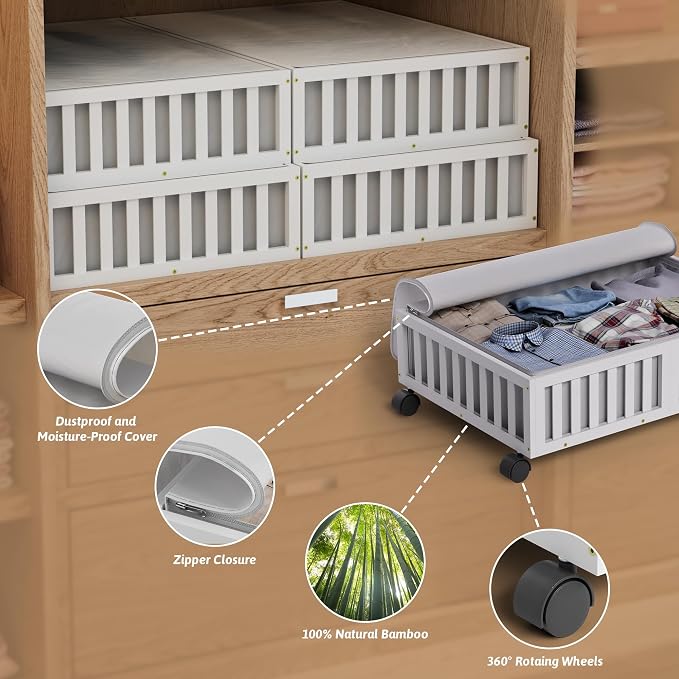 Bamboo Under Bed Storage Containers - Image 3
