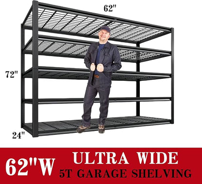 62" W x 24" D x 72" H Garage Shelving Heavy Duty Metal Shelving 5000LBS Storage - Image 3