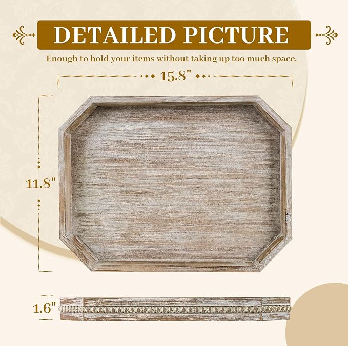 MAONAME Wood Serving Tray, Farmhouse Wooden Tray - Image 2
