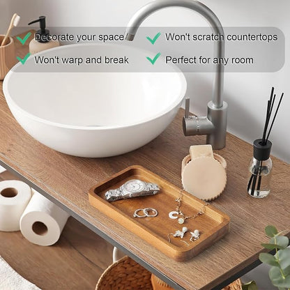 ALELION 8" Acacia Wood Bathroom Vanity Tray - Image 7