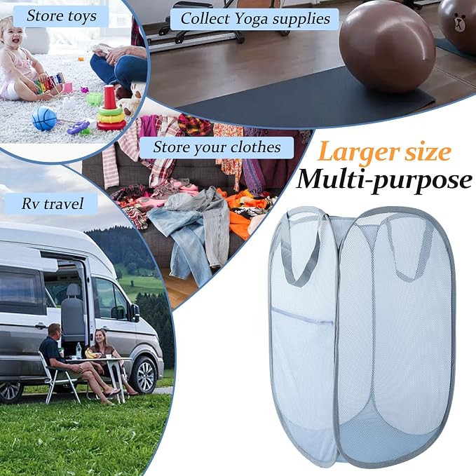 Upgraded 100L Extra Large Collapsible Laundry Hampers. Pop Up Laundry Basket - Image 4