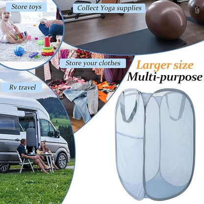 Upgraded 100L Extra Large Collapsible Laundry Hampers. Pop Up Laundry Basket - Image 4