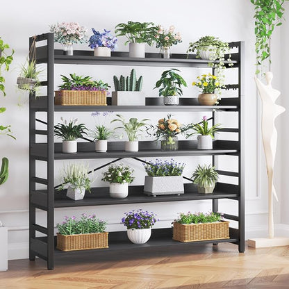 HCHQHS 5 Tier Bookshelf, Adjustable Industrial Bookcase, Vertical Tall Book - Image 8