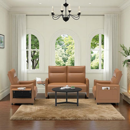 3-Piece Living Room Sofa Set, Faux Leather Loveseat & Accent Chairs Set of 2 - Image 8