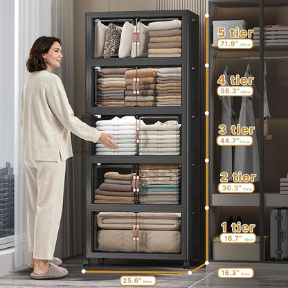 UAMFURI Stackable Storage Bins, 560QT Collapsible Drawers - Image 2