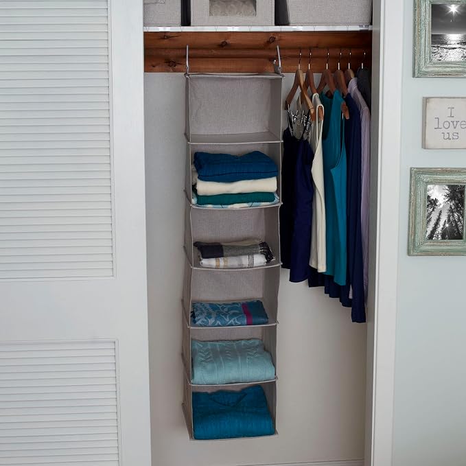 Household Essentials 6 Shelf Hanging Closet Organizer, Hanging Closet Shelf - Image 2