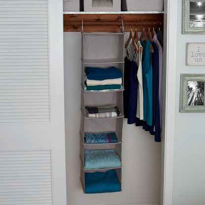 Household Essentials 6 Shelf Hanging Closet Organizer, Hanging Closet Shelf - Image 2