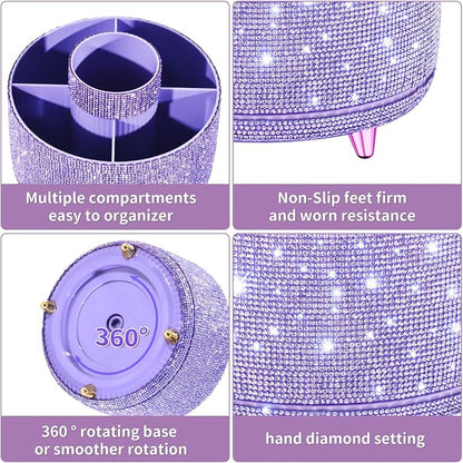 fanado Bling Diamond Makeup Brush Holder, 360° Rotating Makeup Organizer - Image 3