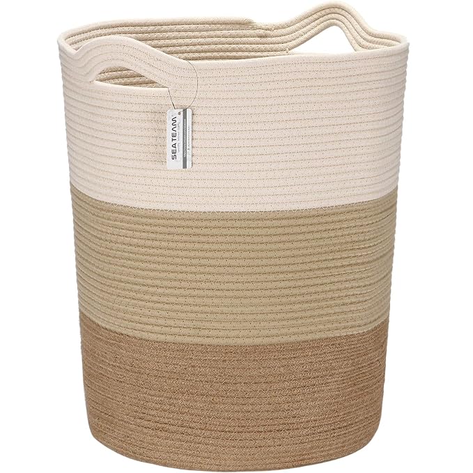 Sea Team Large Size Cotton Rope Woven Storage Basket by SeaTeam