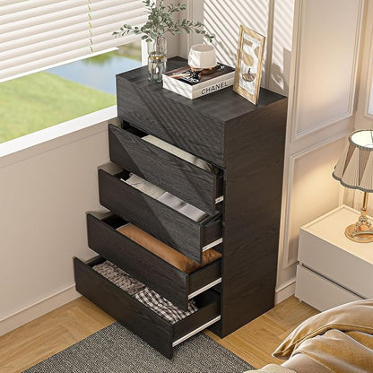 furtble 5 Drawer Dresser, 43.6" Tall Black Dressers - Image 4