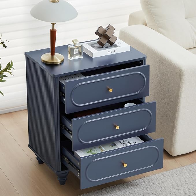3 Drawer Fluted Dresser for Bedroom, Mid Century Modern Chest of Drawers - Image 4