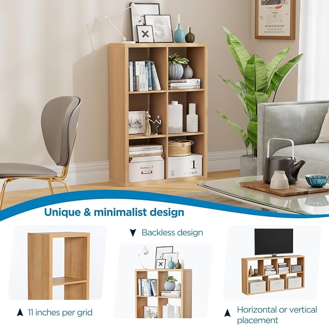 6 Cube Storage Organizer, 2x3 Cube Bookshelf, Cubby Storage Shelf, Wooden - Image 6