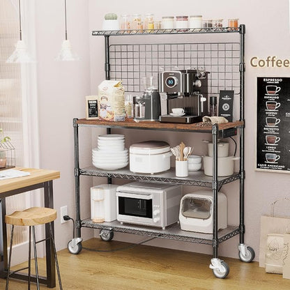 Leteuke Bakers Rack with Power Outlet & Storage, 36 Inch Microwave Stand - Image 5