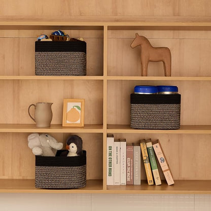 Small Organizing Baskets for Cubes Shelf, 9.7x9.7x7.1 Inch Rope Woven Storage - Image 4