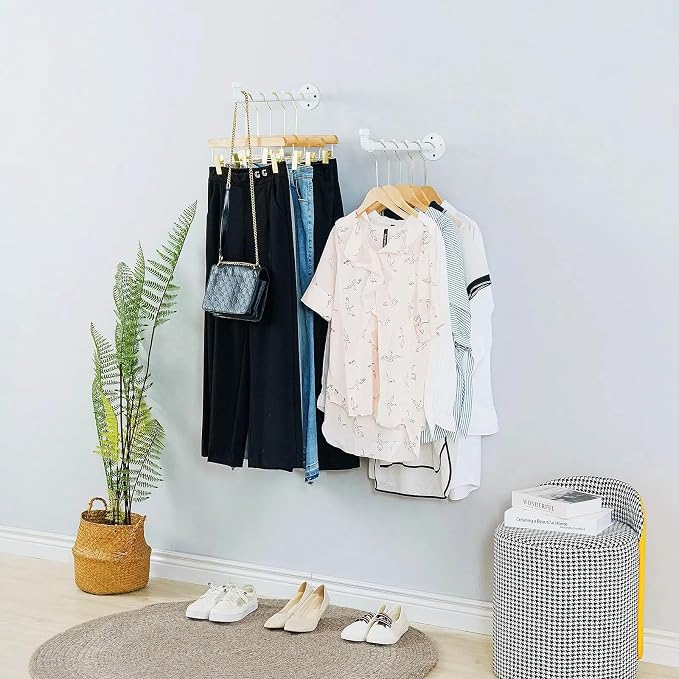 Industrial Wall Pipe Clothing Racks - Image 2
