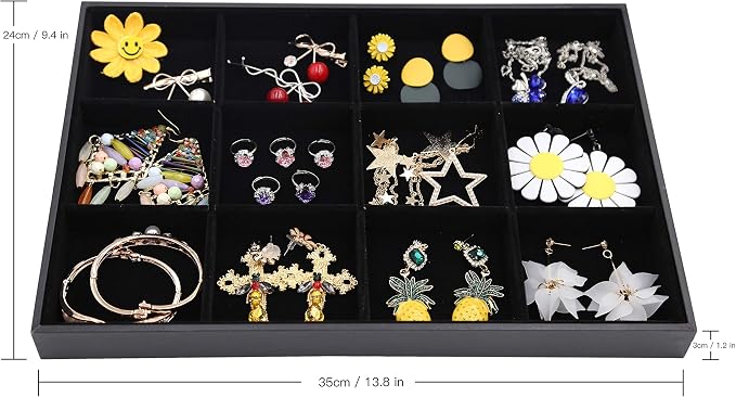 Stratalife 12 Grid Jewelry Organizer Tray, Stackable Drawer Earring Organizer - Image 5
