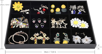 Stratalife 12 Grid Jewelry Organizer Tray, Stackable Drawer Earring Organizer - Image 5