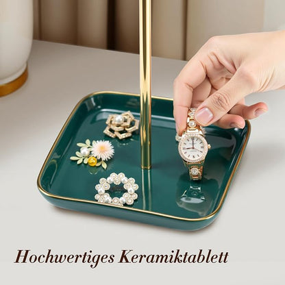 Jewelry Holder Stand with Ceramic Base: 12" Tall Necklace Organizer Rack - Image 2
