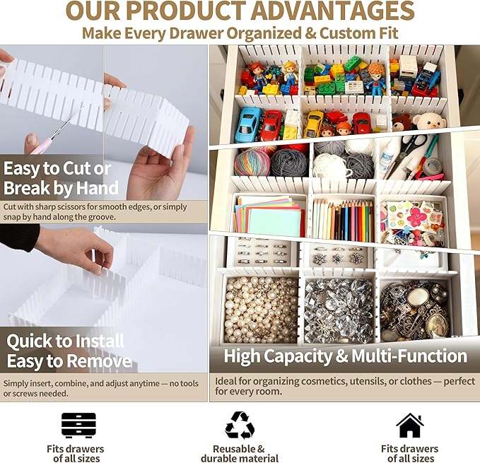 Drawer Divider Adjustable DIY Storage Organizer Separator - Image 5