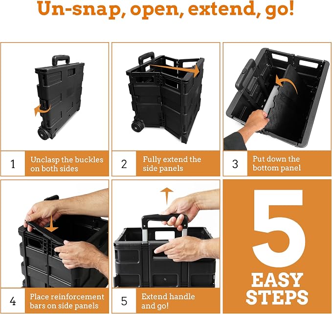 Collapsible Ultra-Slim Pack-N-Roll, 2 Wheel Utility Cart, - Image 6