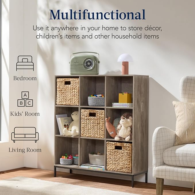Best Choice Products 9-Cube Bookshelf, 3-Tier Wood Storage Bookcase W/Legs - Image 4