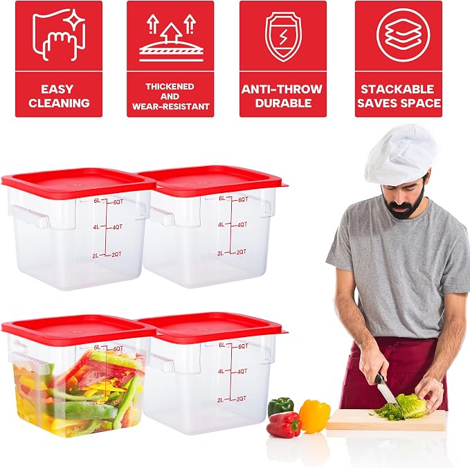 4 Pack Food Storage Containers, 6 Quart - Image 4
