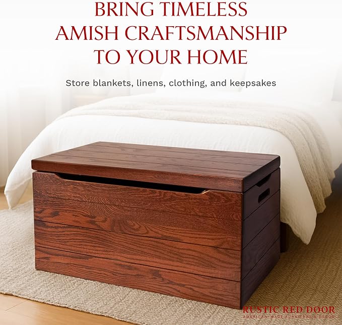 Amish Made Wooden Storage Chest Trunk Box - Image 4