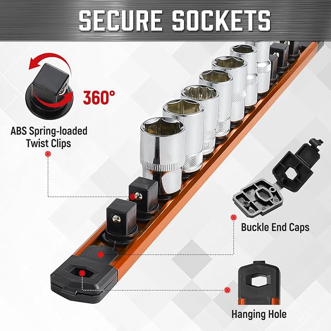 ALOANES 3-Piece Magnetic Rail Organizer, Heavy Duty Aluminum Rails, 360 Swivel - Image 5