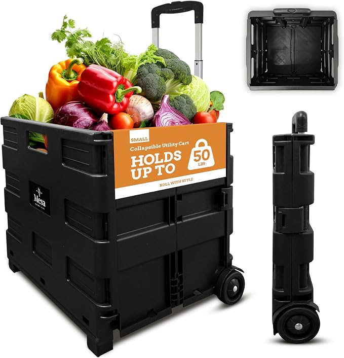 Ultra-Slim Rolling Collapsible Storage Pack-N-Roll Utility-carts, by Inspired+Living