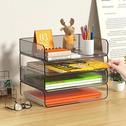 FANXIYQ 4-Tier Acrylic Paper Tray Organizer, Tool-Free Design - Image 7