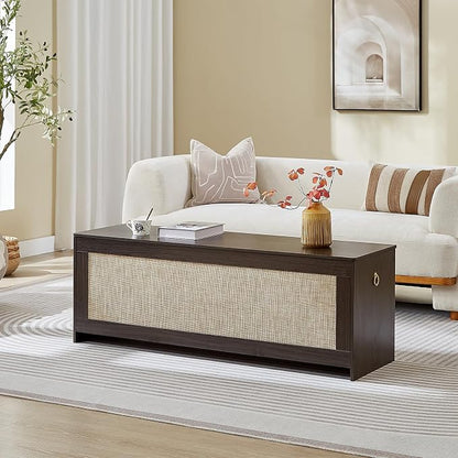51.2" Storage Chest, Obsidian Black | Extra Large, Rattan Storage Bench - Image 5