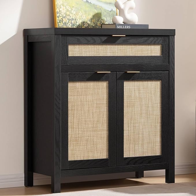 SICOTAS Sideboard Buffet Storage Cabinet, Rattan Accent Cabinet by SICOTAS