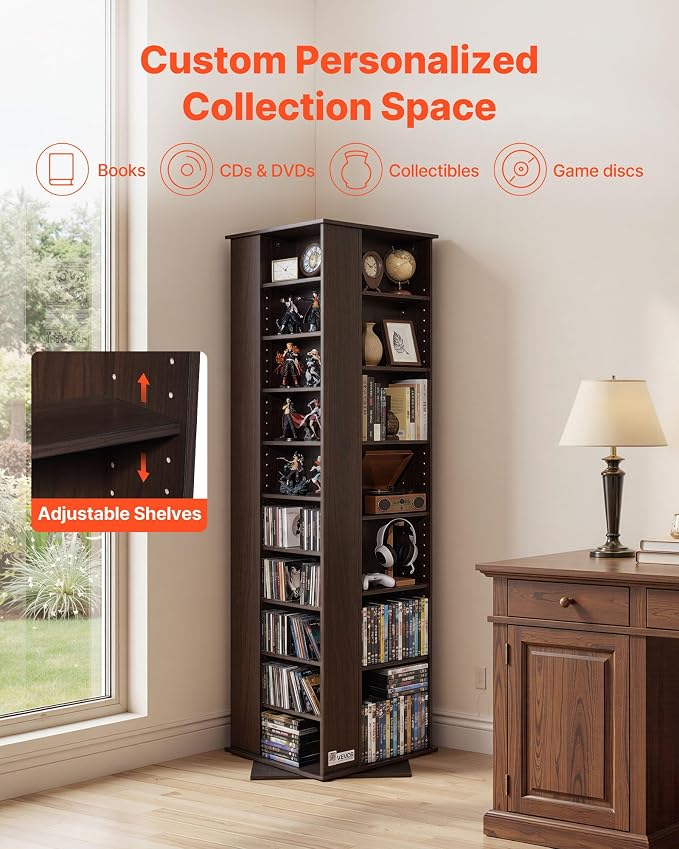 VEVOR Media Storage Cabinet, CD Rack Tower, 34 Compartments Rotating Media - Image 6